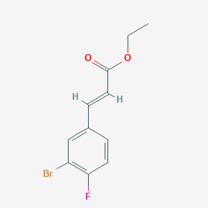 molecular formula C11H10BrFO2 B13279508 (2E)-3-(3-Bromo-4-fluorophenyl)-2-propenoic acid, ethyl ester 