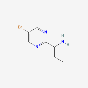 molecular formula C7H10BrN3 B13279510 1-(5-Bromopyrimidin-2-yl)propan-1-amine 
