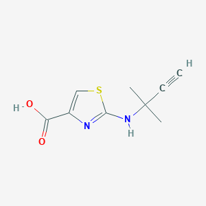 molecular formula C9H10N2O2S B13279511 2-[(2-Methylbut-3-yn-2-yl)amino]-1,3-thiazole-4-carboxylic acid 