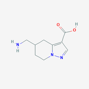 molecular formula C9H13N3O2 B13279533 5-(Aminomethyl)-4H,5H,6H,7H-pyrazolo[1,5-a]pyridine-3-carboxylic acid 
