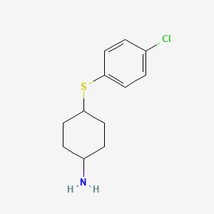 molecular formula C12H16ClNS B13279551 4-[(4-Chlorophenyl)sulfanyl]cyclohexan-1-amine 
