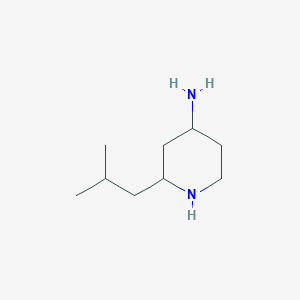 molecular formula C9H20N2 B13279592 2-(2-Methylpropyl)piperidin-4-amine 