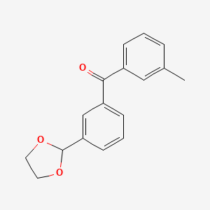 molecular formula C17H16O3 B1327960 3-(1,3-Dioxolan-2-YL)-3'-methylbenzophenone CAS No. 898778-83-1