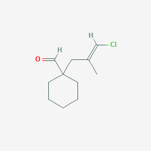 molecular formula C11H17ClO B13279629 1-(3-Chloro-2-methylprop-2-en-1-yl)cyclohexane-1-carbaldehyde 
