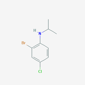 molecular formula C9H11BrClN B13279647 2-bromo-4-chloro-N-isopropylbenzenamine 