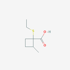 molecular formula C8H14O2S B13279673 1-(Ethylsulfanyl)-2-methylcyclobutane-1-carboxylic acid 