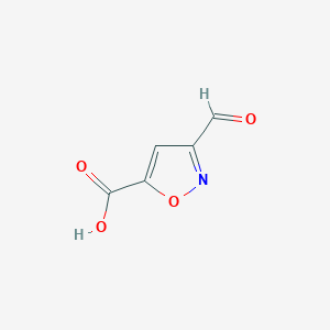 molecular formula C5H3NO4 B13279685 3-Formyl-1,2-oxazole-5-carboxylic acid 