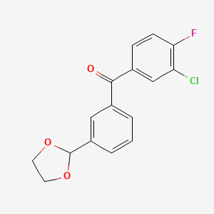 molecular formula C16H12ClFO3 B1327969 3-Chloro-3'-(1,3-dioxolan-2-YL)-4-fluorobenzophenone CAS No. 898759-22-3