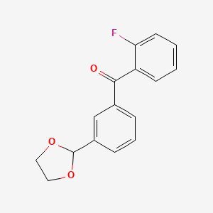 molecular formula C16H13FO3 B1327971 3'-(1,3-Dioxolan-2-YL)-2-fluorobenzophenone CAS No. 898759-28-9
