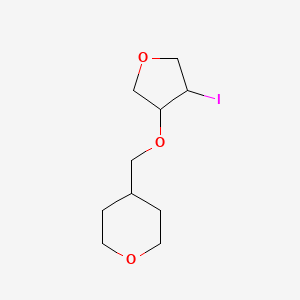 molecular formula C10H17IO3 B13279727 4-{[(4-Iodooxolan-3-yl)oxy]methyl}oxane 