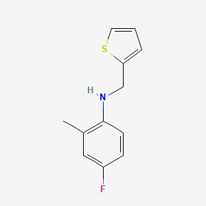 molecular formula C12H12FNS B13279734 4-fluoro-2-methyl-N-(thiophen-2-ylmethyl)aniline 