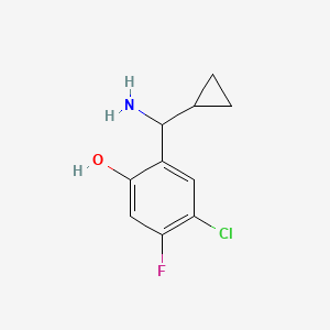molecular formula C10H11ClFNO B13279749 2-[Amino(cyclopropyl)methyl]-4-chloro-5-fluorophenol 