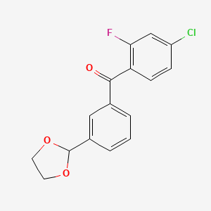 molecular formula C16H12ClFO3 B1327977 4-Chloro-3'-(1,3-dioxolan-2-YL)-2-fluorobenzophenone CAS No. 898759-46-1