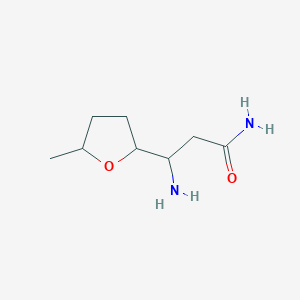 molecular formula C8H16N2O2 B13279836 3-Amino-3-(5-methyloxolan-2-yl)propanamide 