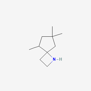 molecular formula C10H19N B13279845 5,7,7-Trimethyl-1-azaspiro[3.4]octane 