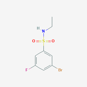 molecular formula C8H9BrFNO2S B13279873 3-Bromo-N-ethyl-5-fluorobenzene-1-sulfonamide 