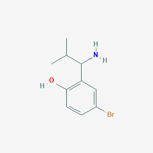 molecular formula C10H14BrNO B13279933 2-(1-Amino-2-methylpropyl)-4-bromophenol 