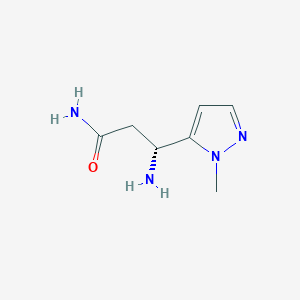 molecular formula C7H12N4O B13279976 (3R)-3-amino-3-(1-methyl-1H-pyrazol-5-yl)propanamide 