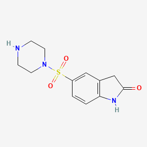 molecular formula C12H15N3O3S B13279978 5-(piperazine-1-sulfonyl)-2,3-dihydro-1H-indol-2-one CAS No. 848369-76-6