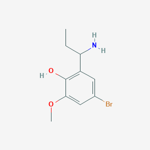 molecular formula C10H14BrNO2 B13280073 2-(1-Aminopropyl)-4-bromo-6-methoxyphenol 