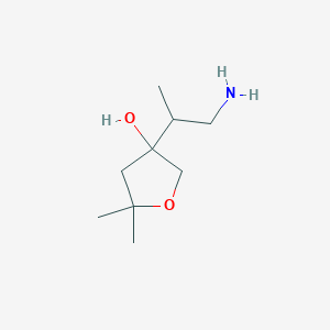 molecular formula C9H19NO2 B13280099 3-(1-Aminopropan-2-yl)-5,5-dimethyloxolan-3-ol 