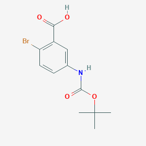 molecular formula C12H14BrNO4 B13280119 2-Bromo-5-{[(tert-butoxy)carbonyl]amino}benzoic acid 