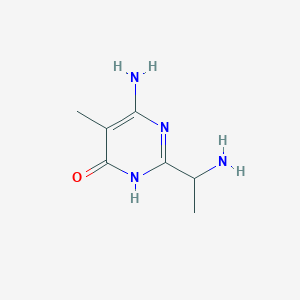 molecular formula C7H12N4O B13280125 6-Amino-2-(1-aminoethyl)-5-methyl-3,4-dihydropyrimidin-4-one 