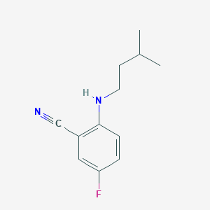 molecular formula C12H15FN2 B13280181 5-Fluoro-2-[(3-methylbutyl)amino]benzonitrile 