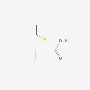molecular formula C8H14O2S B13280184 1-(Ethylsulfanyl)-3-methylcyclobutane-1-carboxylic acid 
