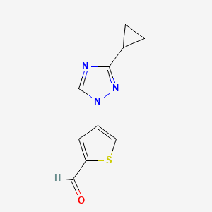molecular formula C10H9N3OS B13280189 4-(3-Cyclopropyl-1H-1,2,4-triazol-1-yl)thiophene-2-carbaldehyde 