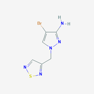 molecular formula C6H6BrN5S B13280232 4-Bromo-1-[(1,2,5-thiadiazol-3-yl)methyl]-1H-pyrazol-3-amine 