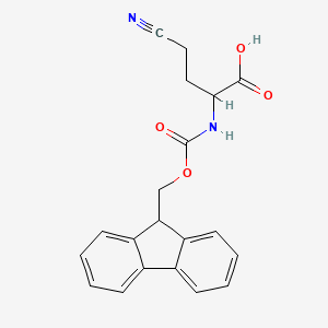 molecular formula C20H18N2O4 B13280282 4-Cyano-2-({[(9H-fluoren-9-yl)methoxy]carbonyl}amino)butanoic acid 