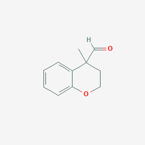molecular formula C11H12O2 B13280319 4-Methyl-3,4-dihydro-2H-1-benzopyran-4-carbaldehyde 