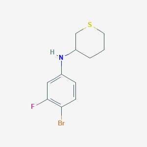 molecular formula C11H13BrFNS B13280336 N-(4-bromo-3-fluorophenyl)thian-3-amine 