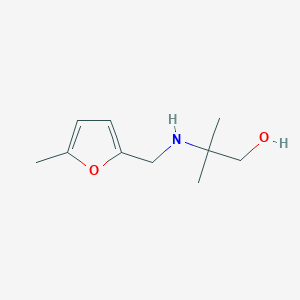 molecular formula C10H17NO2 B13280340 2-Methyl-2-{[(5-methylfuran-2-yl)methyl]amino}propan-1-ol 