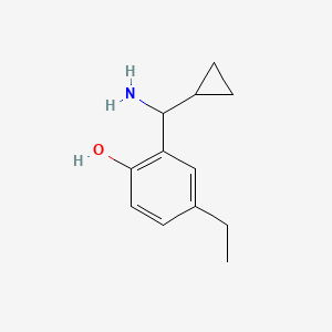 molecular formula C12H17NO B13280379 2-[Amino(cyclopropyl)methyl]-4-ethylphenol 