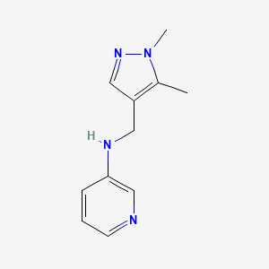 molecular formula C11H14N4 B13280386 N-[(1,5-Dimethyl-1H-pyrazol-4-yl)methyl]pyridin-3-amine 