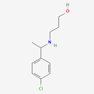 molecular formula C11H16ClNO B13280435 3-(1-(4-Chlorophenyl)ethylamino)propan-1-ol 