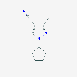 molecular formula C10H13N3 B13280443 1-Cyclopentyl-3-methyl-1H-pyrazole-4-carbonitrile 