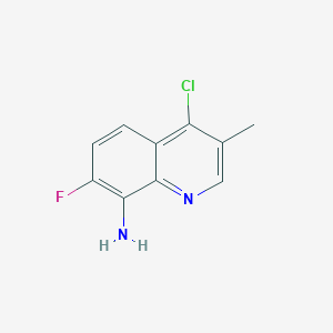 molecular formula C10H8ClFN2 B13280468 4-Chloro-7-fluoro-3-methylquinolin-8-amine 