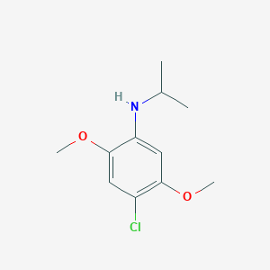 molecular formula C11H16ClNO2 B13280480 4-Chloro-2,5-dimethoxy-N-(propan-2-yl)aniline 