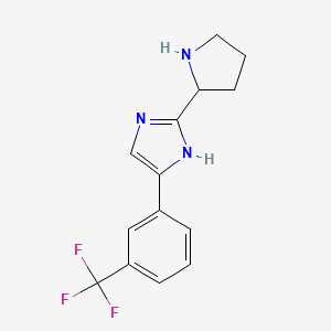molecular formula C14H14F3N3 B13280494 2-(Pyrrolidin-2-yl)-4-[3-(trifluoromethyl)phenyl]-1H-imidazole 