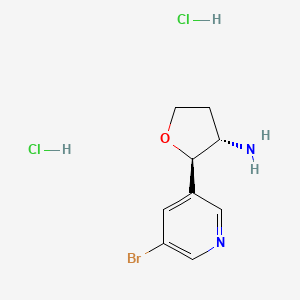 molecular formula C9H13BrCl2N2O B13280501 (2R,3S)-2-(5-Bromopyridin-3-yl)oxolan-3-amine dihydrochloride 