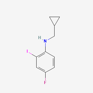 molecular formula C10H11FIN B13280560 N-(cyclopropylmethyl)-4-fluoro-2-iodoaniline 