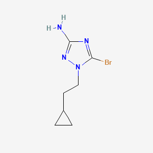 molecular formula C7H11BrN4 B13280644 5-Bromo-1-(2-cyclopropylethyl)-1H-1,2,4-triazol-3-amine 