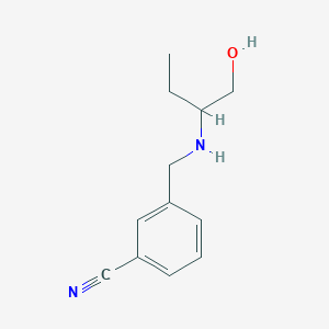 molecular formula C12H16N2O B13280663 3-{[(1-Hydroxybutan-2-yl)amino]methyl}benzonitrile 