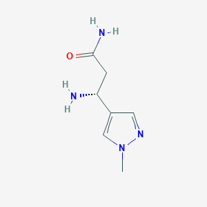 molecular formula C7H12N4O B13280681 (3R)-3-Amino-3-(1-methyl-1H-pyrazol-4-YL)propanamide 