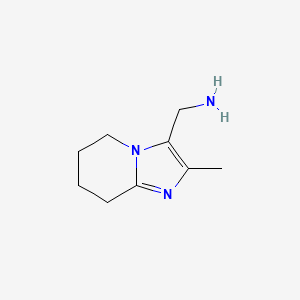 molecular formula C9H15N3 B13280683 {2-methyl-5H,6H,7H,8H-imidazo[1,2-a]pyridin-3-yl}methanamine 