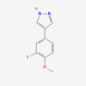 molecular formula C10H9FN2O B13280689 4-(3-Fluoro-4-methoxyphenyl)-1H-pyrazole 