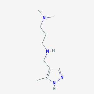 molecular formula C10H20N4 B13280698 [3-(Dimethylamino)propyl][(3-methyl-1H-pyrazol-4-yl)methyl]amine 